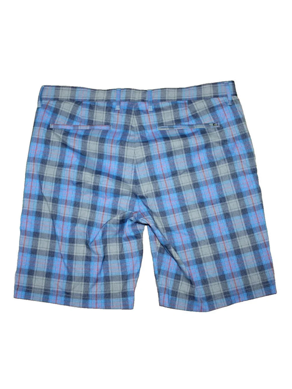 Tommy Bahama Blue Gray Men's Nylon Blend Zip Pocket Plaid Golf Shorts Size 38